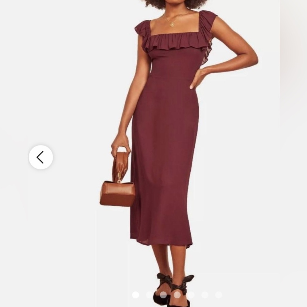 Burgandy off the shoulder Reformation dress